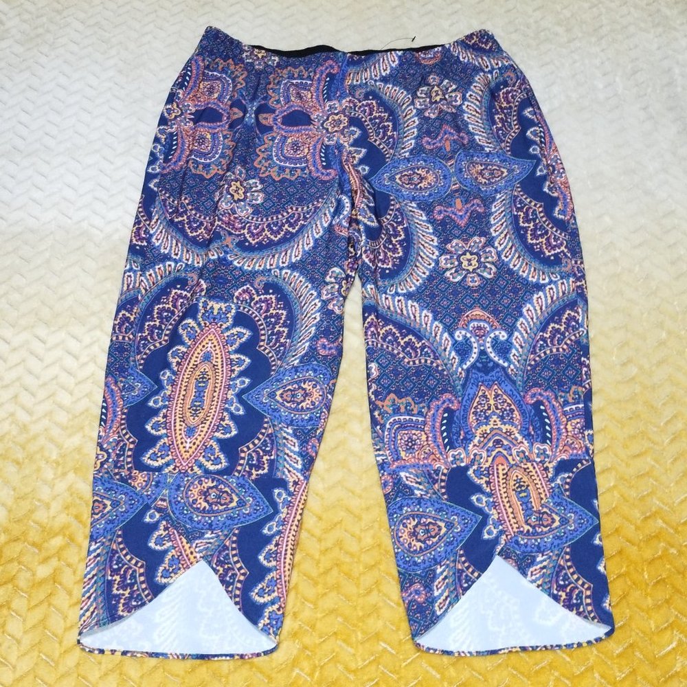 👀 👀 👀 Women's Attitudes Renee Paisley Capri Pants NWOT Sz MP. Retail $48.00.